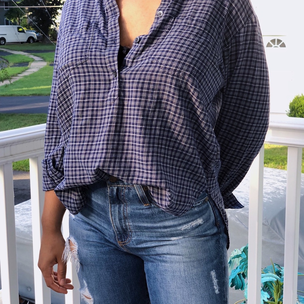 Madewell popover in abilene plaid